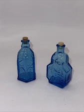 Two Miniature Blue Wheaton Bottles 