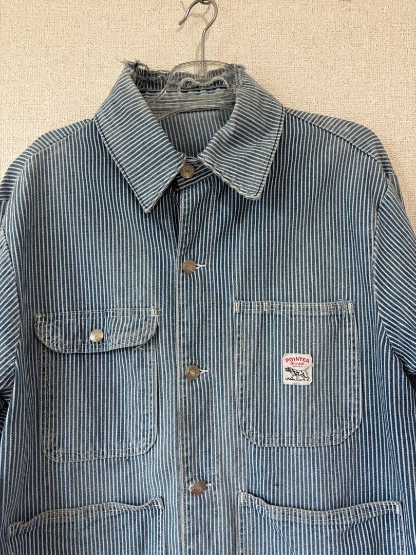 Vintage Pointer Hickory Coverall Jacket Navy Stri… - image 3