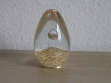 BRIEFBESCHWERER Paperweight VINTAGE Goldstaub Luftblase 10,5cm