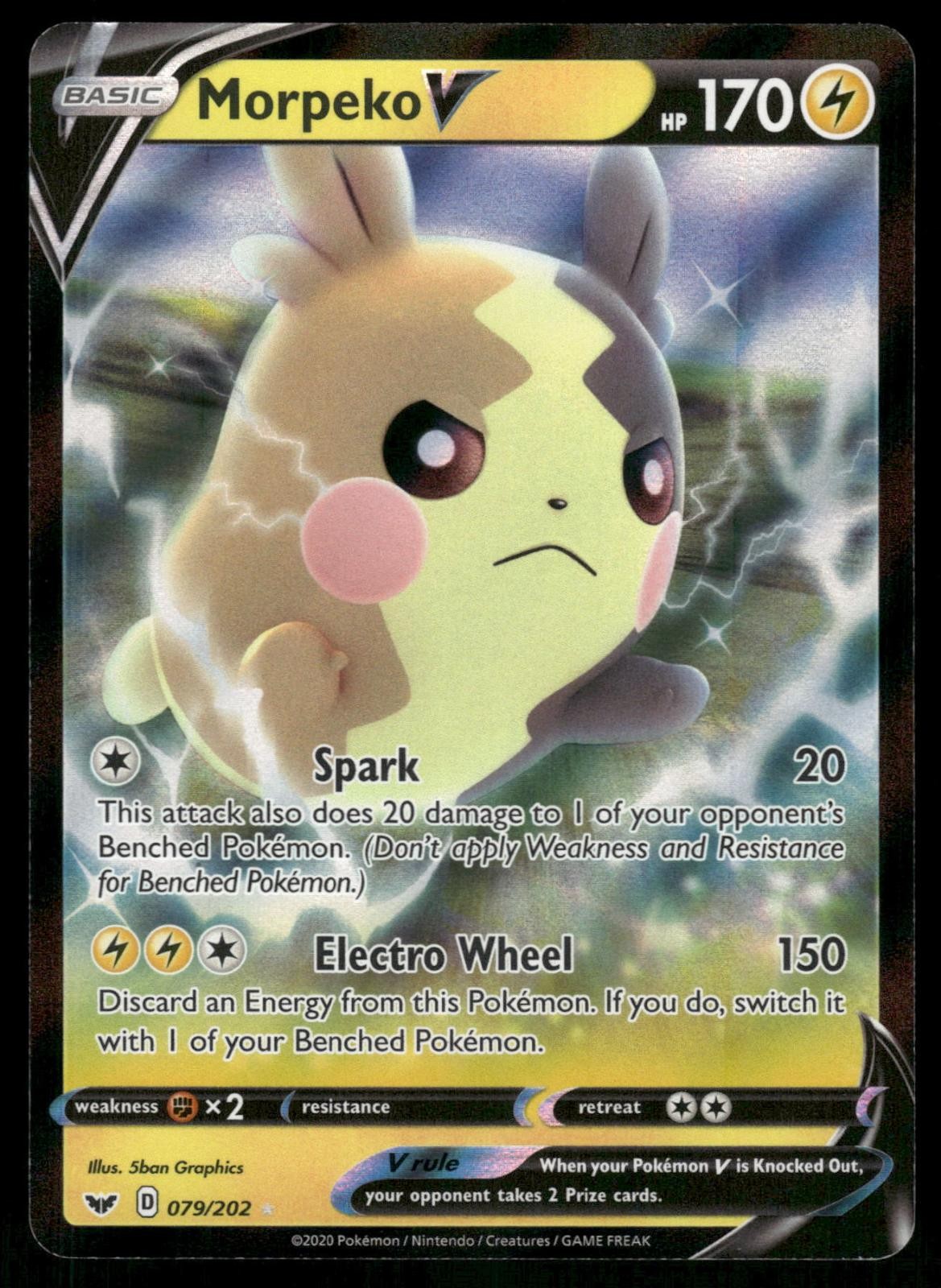 Morpeko V 079/202 Holo Ultra Rare Sword & Shield Pokemon Near Mint