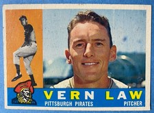 1960 Topps - Vern Law #453 Pittsburgh Pirates Baseball Card No Creases EX