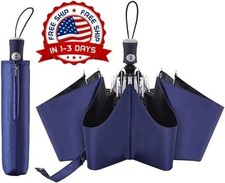 Mini Paraguas Plegable Ligero, Sombrilla Port til A Prueba De Viento, Color Azul