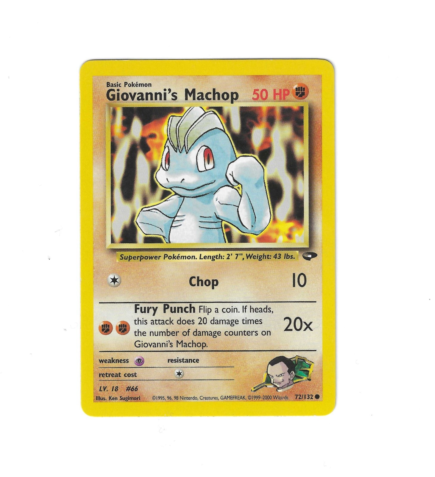 Giovanni's Machop #072/132 Gym Challenge Pokemon Card 