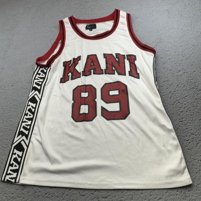 Karl Kani Jersey Shirt Mens Extra Large White Red 89 Basketball Mesh Tank Streed