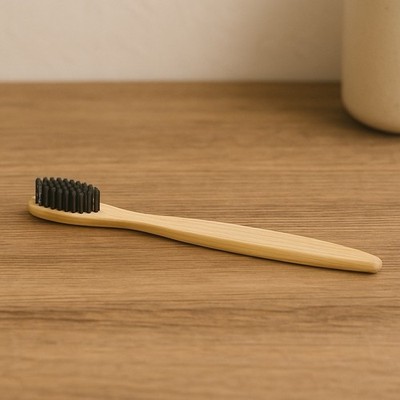 Charcoal Bamboo Toothbrush (4 Pack) - Adult Organic Wooden Natural Biodegradable