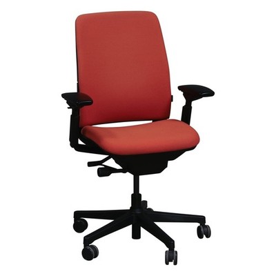 Steelcase Amia Office Chair Tangerine Orange Fabric Black Frame Adjustable