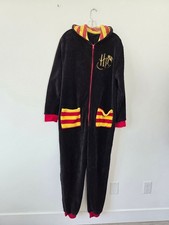 Harry Potter Gryffindor Adult Onesy Pajama Plush Velour Wizard One Piece Large