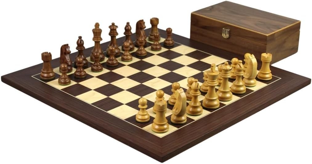 Macassar Schachspiel 20 Zoll, Sheesham Holz, Deutsche Staunton Figuren 3.75"