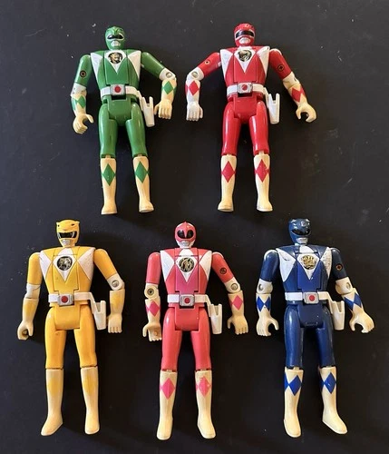 Vintage Bandai 1993 Mighty Morphin Power Rangers Flip Head Figures Lot of 5
