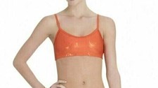 Dance TOp Capezio 10020B Adjustable Bra Top Dance Top Orange Shiny Xsmall NWT