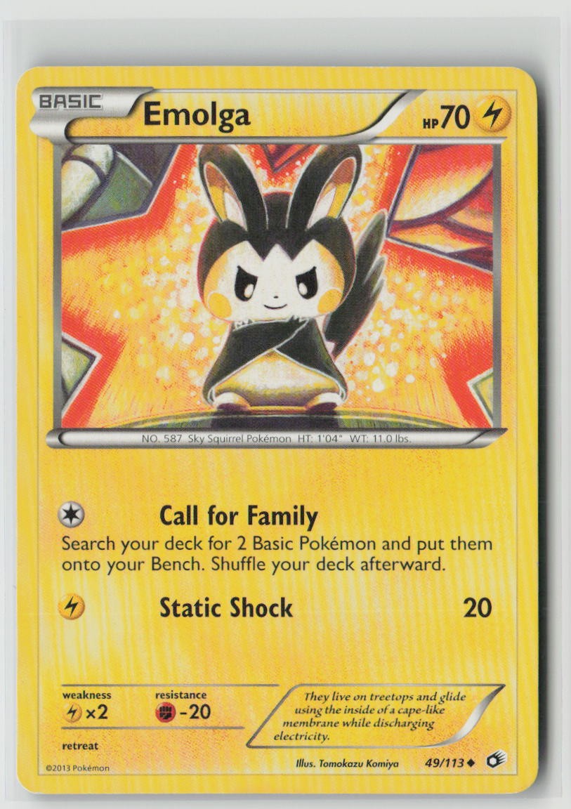 Emolga 49/113 Uncommon Legendary Treasures Pokemon Moderately Played
