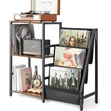 Turntable Stand with 3-Tier Vinyl Record Storage, Record Player Table 200 Alb...