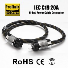 OFC Copper 12AWG Hifi Audio Power Cable Cord C19 20A US EU Carbon fiber Plug