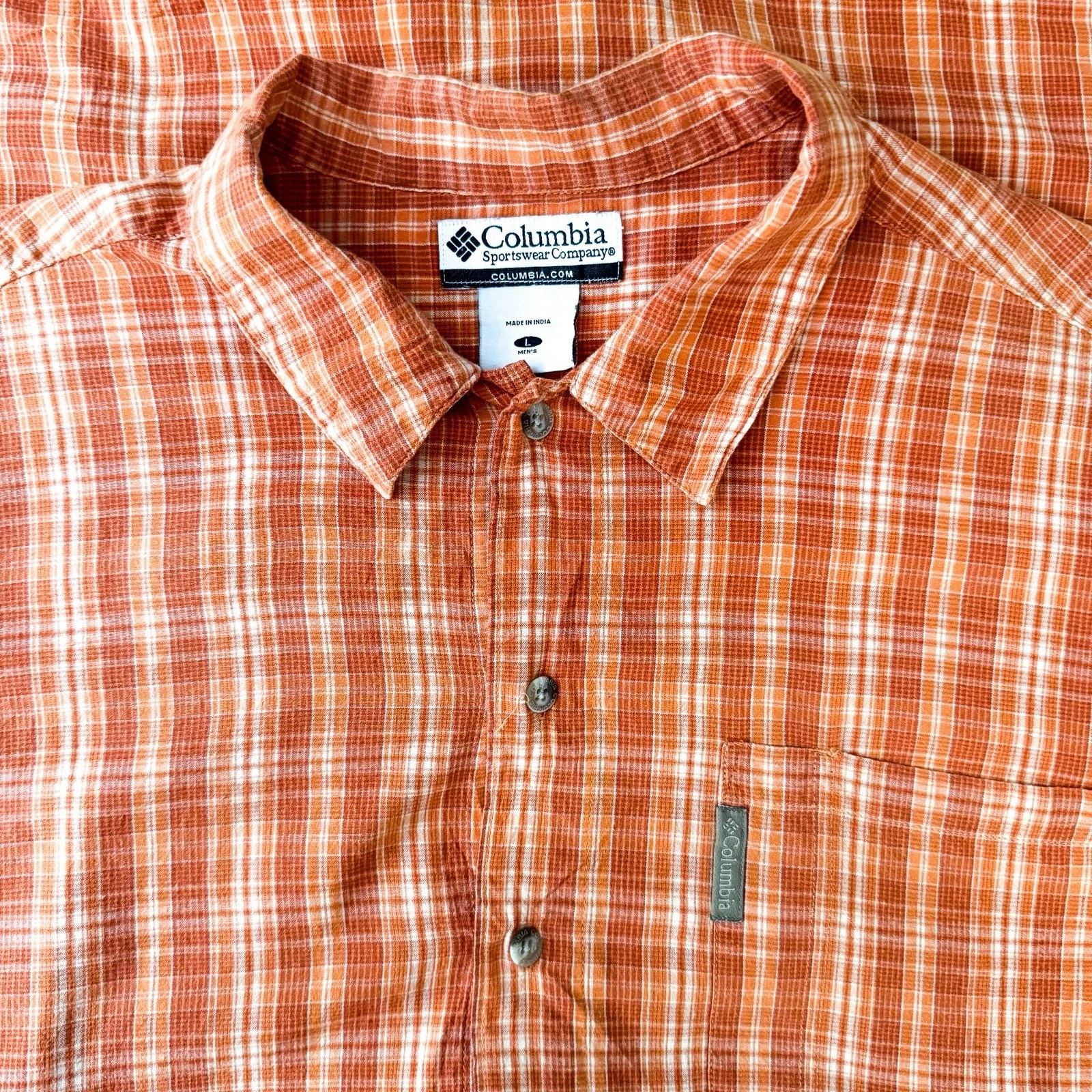 Men’s Vintage Columbia Button Up Outdoors Hiking Shirt Checkered Plaid Orange L
Opens in a new windo