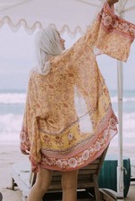 Spell And The Gypsy Collective Portobello Road Kimono Floral Yellow Robe, Small