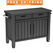 Keter Outdoor Grill Table, Buffet, Entertainment and Storage Cabinet w/ Drawers