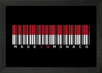 Monaco Barcode Flagge gerahmtes Wandbild Poster Leinwanddruck Bild