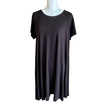 Talbots T-Shirt Dress Womens L Black Back Bow Detail Short Sleeve