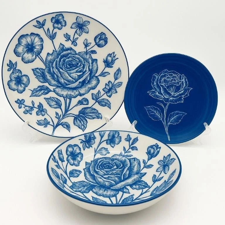 MÄSER Prospero Set Da Tavola 4 Persone - 8 Piatti In Porcellana Premium, Vintage Blu, Lavastoviglie E Microonde