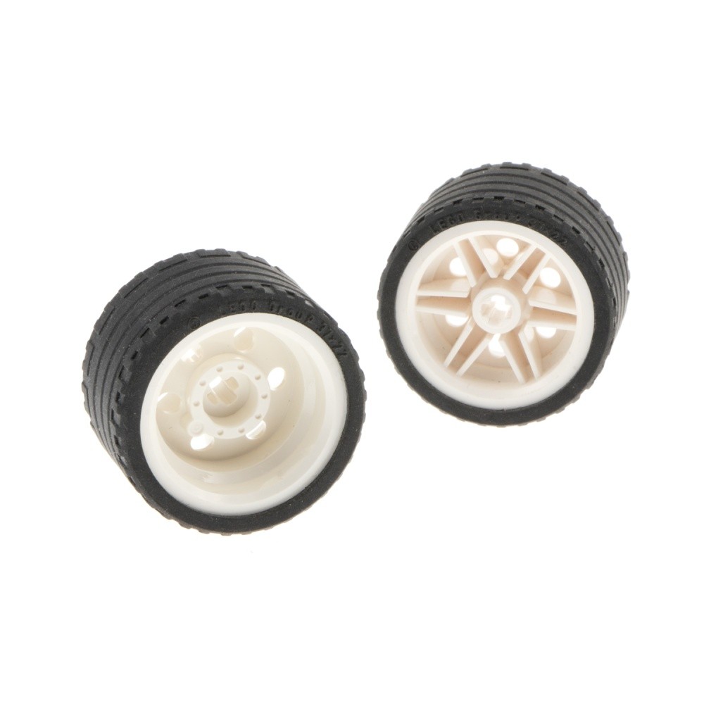 2x Lego Technic Wheel 37x22 ZR Black Rim 30.4x20 White 55978 56145c03