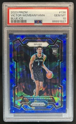2023-24 Panini Prizm Victor Wembanyama RC Prizm Blue Ice #/125 Spurs PSA 10