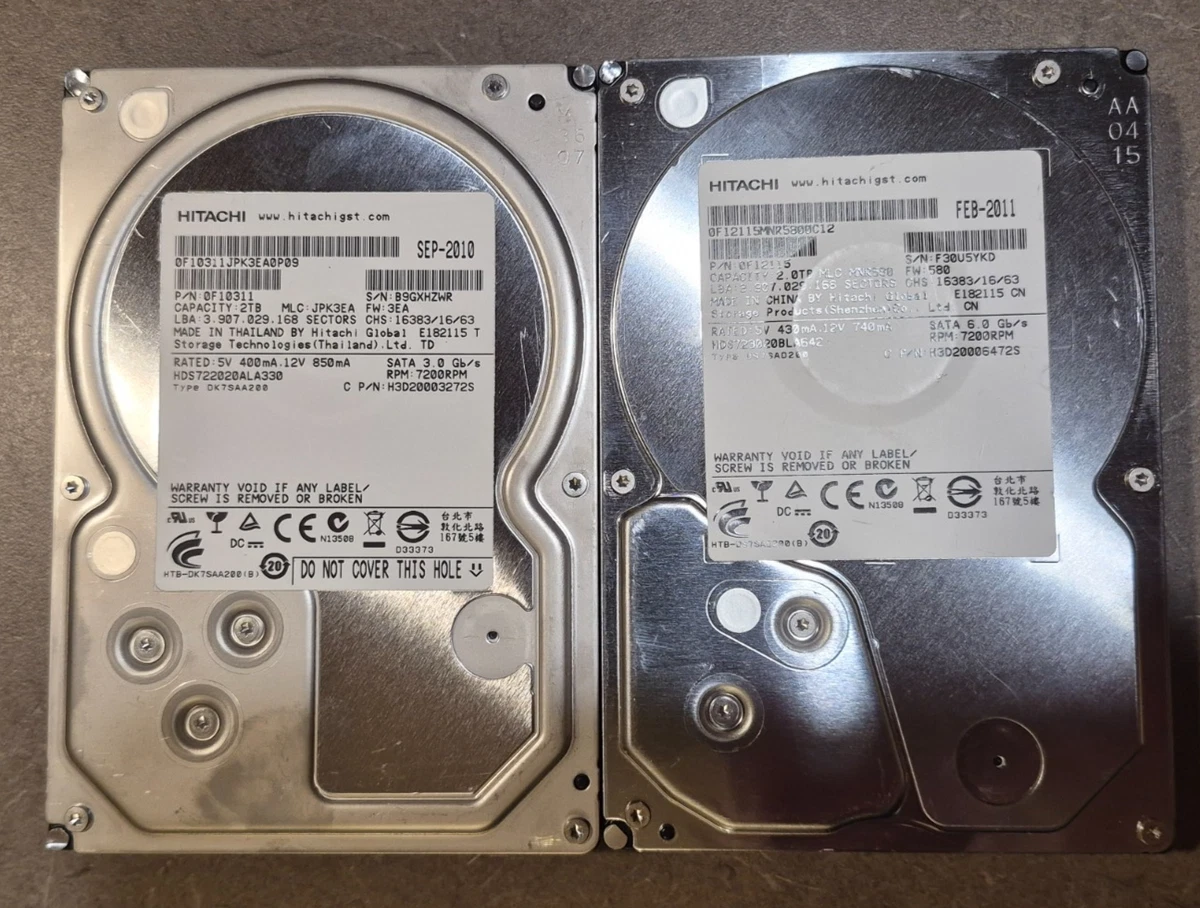 HITACHI 3.5インチ SATA HDD 2T ハードディスク Hitachi 2TB Storage Capacity SATA I Hard Drives (HDD, SSD & NAS