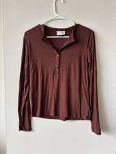 Universal Thread Brown Stretch Henley Top - S...