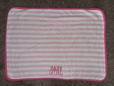Carters Just One You Baby Girl Baby Blanket Pink White Stripes Heart 30"x 40"