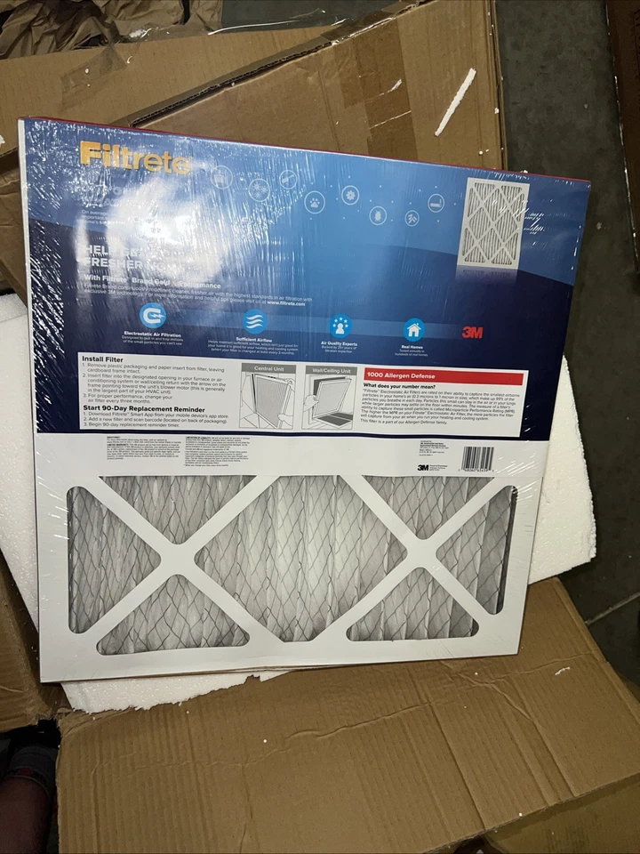 Filtro de aire de horno de CA 4- Filtrete 3M 20x20x2 MERV 11 1000 defensa de microalérgenos Foto 3 de 4