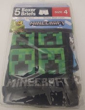 Minecraft Boys 5-Pack Boxer Briefs Underwear Size 4 New