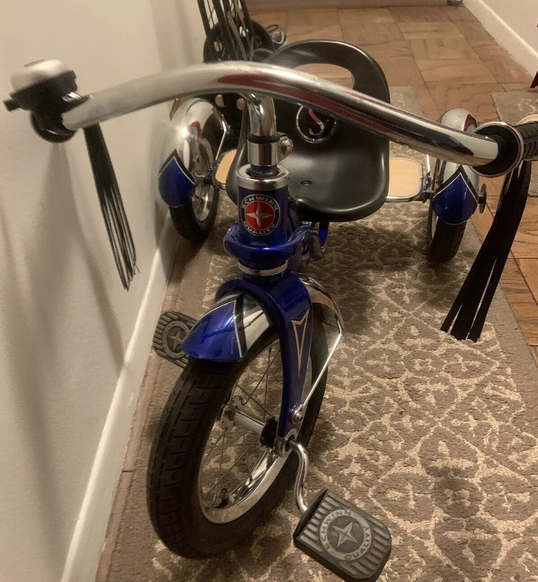 Schwinn Roadster Tricycle Toddler Bike Blue And Chrome Kid Tri-cycle