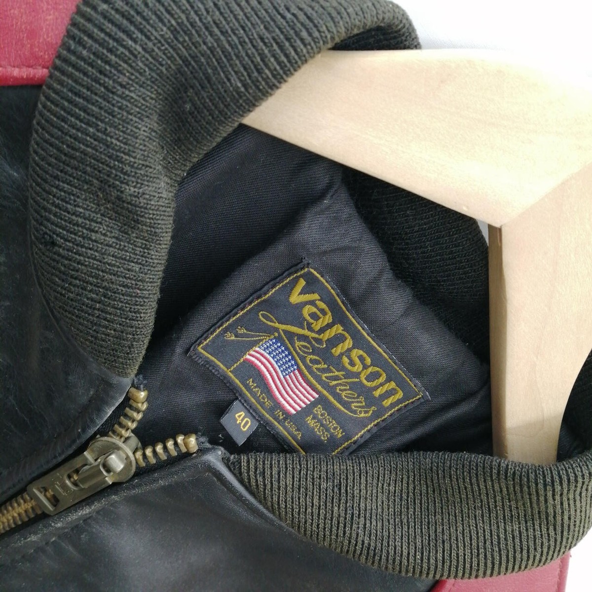 VANSON TJP All Leather Stadium Jacket Leather Cowhide Patch