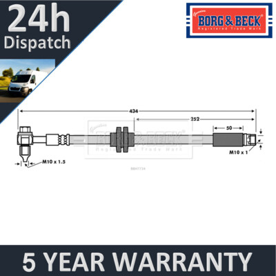 Fits Vauxhall Astra 2009-2015 Brake Hose Front Borg & Beck