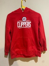 LA CLIPPERS Boys Kids Logo Hoodie Youth Size M Red Breathable Basketball Fit