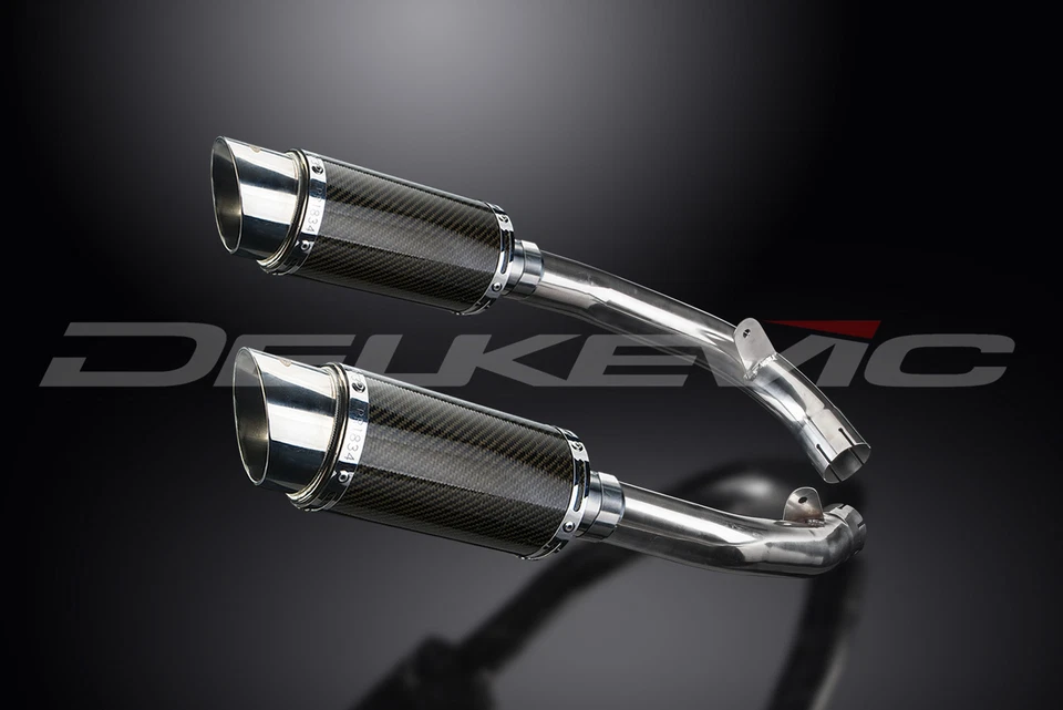 Kit silenciador escape carbono redondo 8" Honda RVT1000R 2000-2001 Delkevic Foto 3 de 4