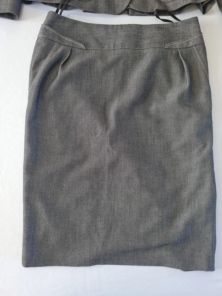ladies 2 piece skirt set F&F Size 10 Button Front Pockets Grey 12909 - Image 2 of 4