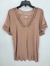 ONeill Top Womens Medium Dusty Pink Gauze Crochet Swim Beach Cover Up Boho