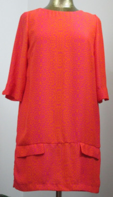 Zara Basic Orange Purple Dress Womens Size M Chest 37 3/4 Sleeve Lined 204-26505
