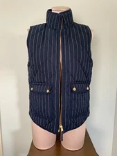 J.CREW Women’s Vest Size S Excursion Down Puffer Pinstripe Navy B0121 EUC Zip Up