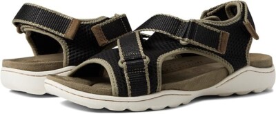 Clarks Amanda Size US 6 W WIDE EU 36 Women's Strappy Sport Sandals Black Textile