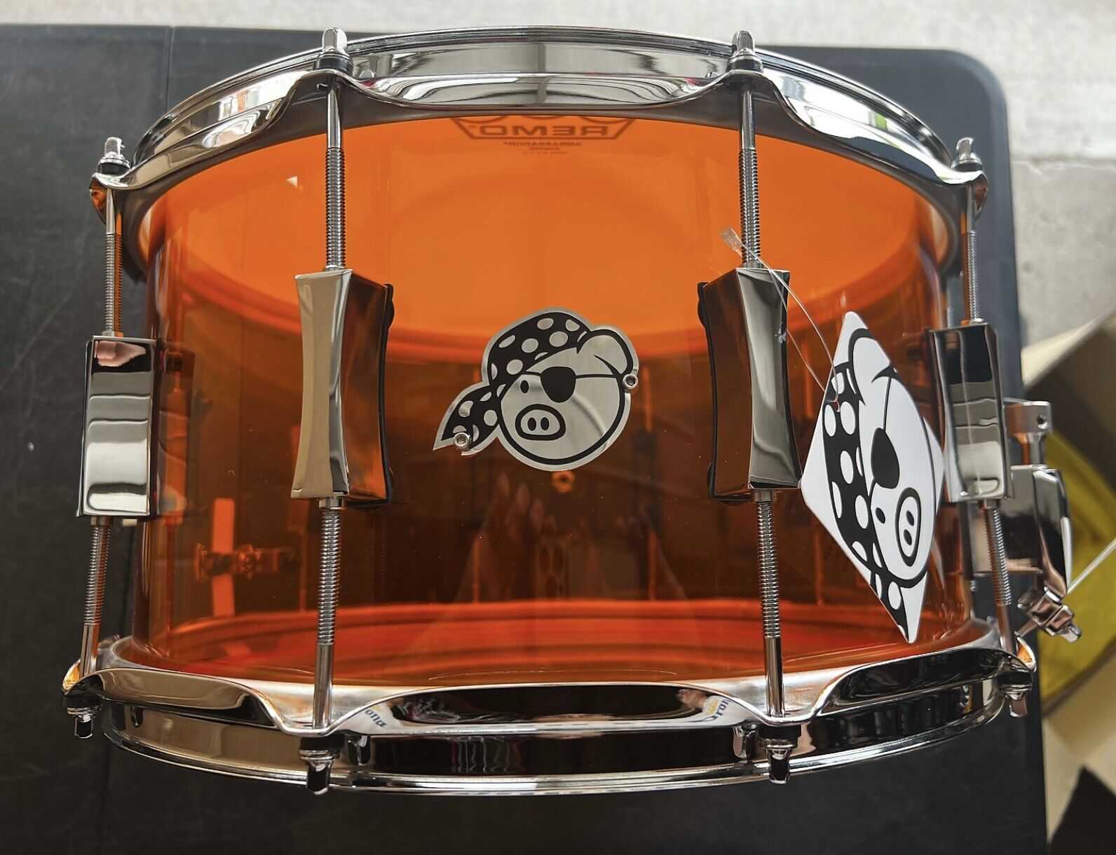 Pork Pie 8" x 14" Acrylic Snare Drum Amber Orange