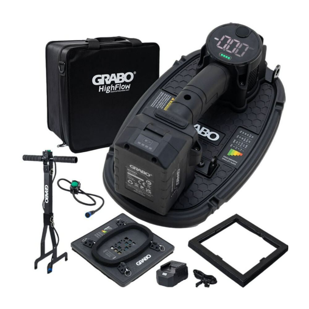 GRABO High Flow Black Suction Tool Kit with Suction Plate and LED Display