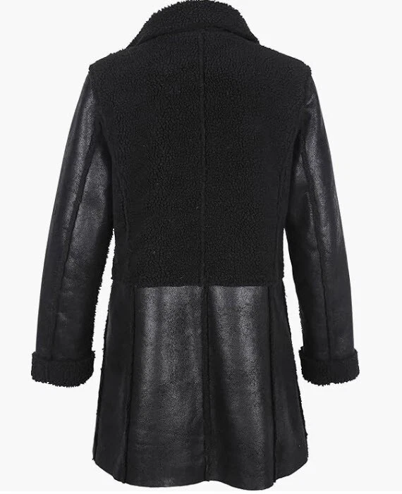 NEU: LEDERIMITAT  MANTEL in LAMMFELLOPTIK GR 46 ALBA MODA schwarz 160€ *43220530 - Bild 4 von 4