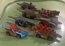 Pull Back  Go Dinosaur Toy Cars Dino TRex Vehicles Stegosaurus Gift Set of 7