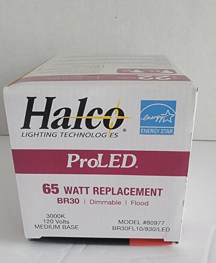 Halco 9.5 Watt BR30 LED Dimmable Light Bulb - 3000K Flood Lights 120V - Image 2 of 4