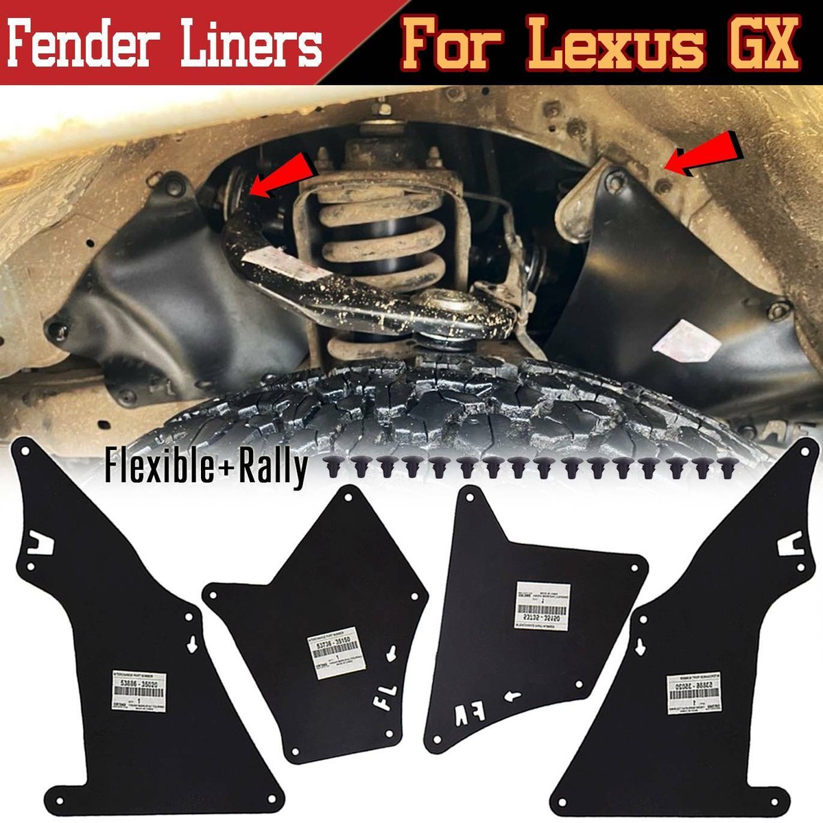 Autoparts Splash Shield Set For Toyota 4Runner 2003-2020 – 4-Piece Fender Liner Apron Seals & Clips