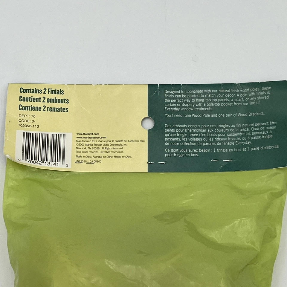 Barra de cortina de madera Martha Stewart remates barra de cortinas acabado natural decorativo Foto 4 de 4