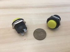 2 Pieces Yellow small N/O Momentary 16mm push button Switch round 12v on off C6