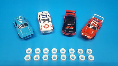 16  AFX Auto World X-Traction Magnatraction Slot Car Tires Full Rim WHT C2
