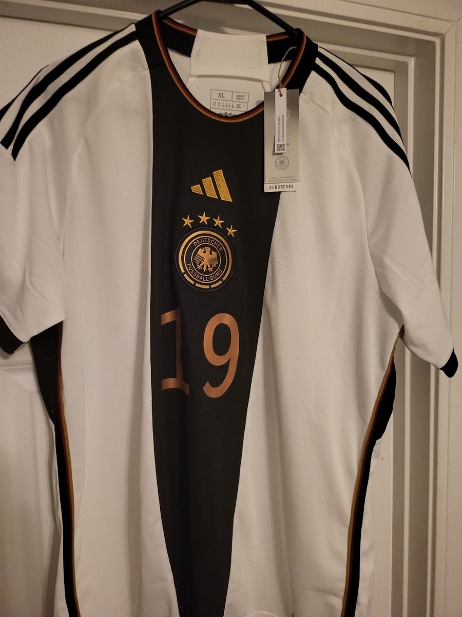 2022  サッカーシャツ SANÉ 19 L Adidas Germany 2022 Leroy Sane #19 Home Soccer Jersey White Men's